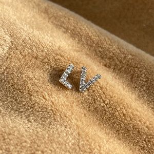 COPY - Diamond & sterling silver L V initial earrings